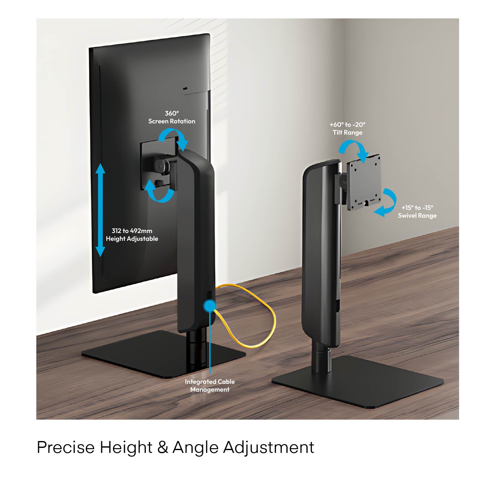 Ergo Heavy-Duty Vertical Lift Free-Standing Monitor Stand | T71