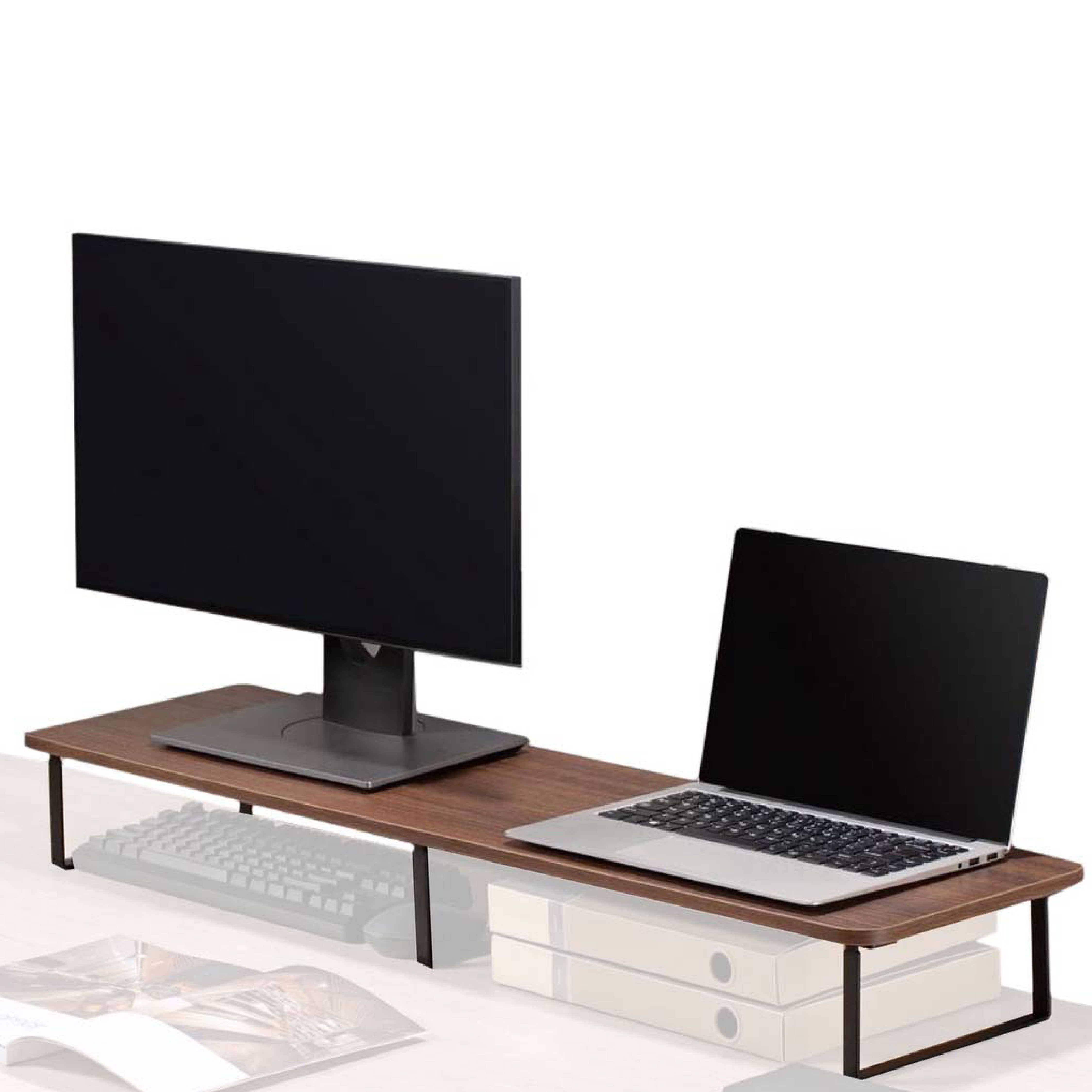 ULTi Teak Wood & Steel Monitor Riser Stand | Ergonomic Design | Walnut ...