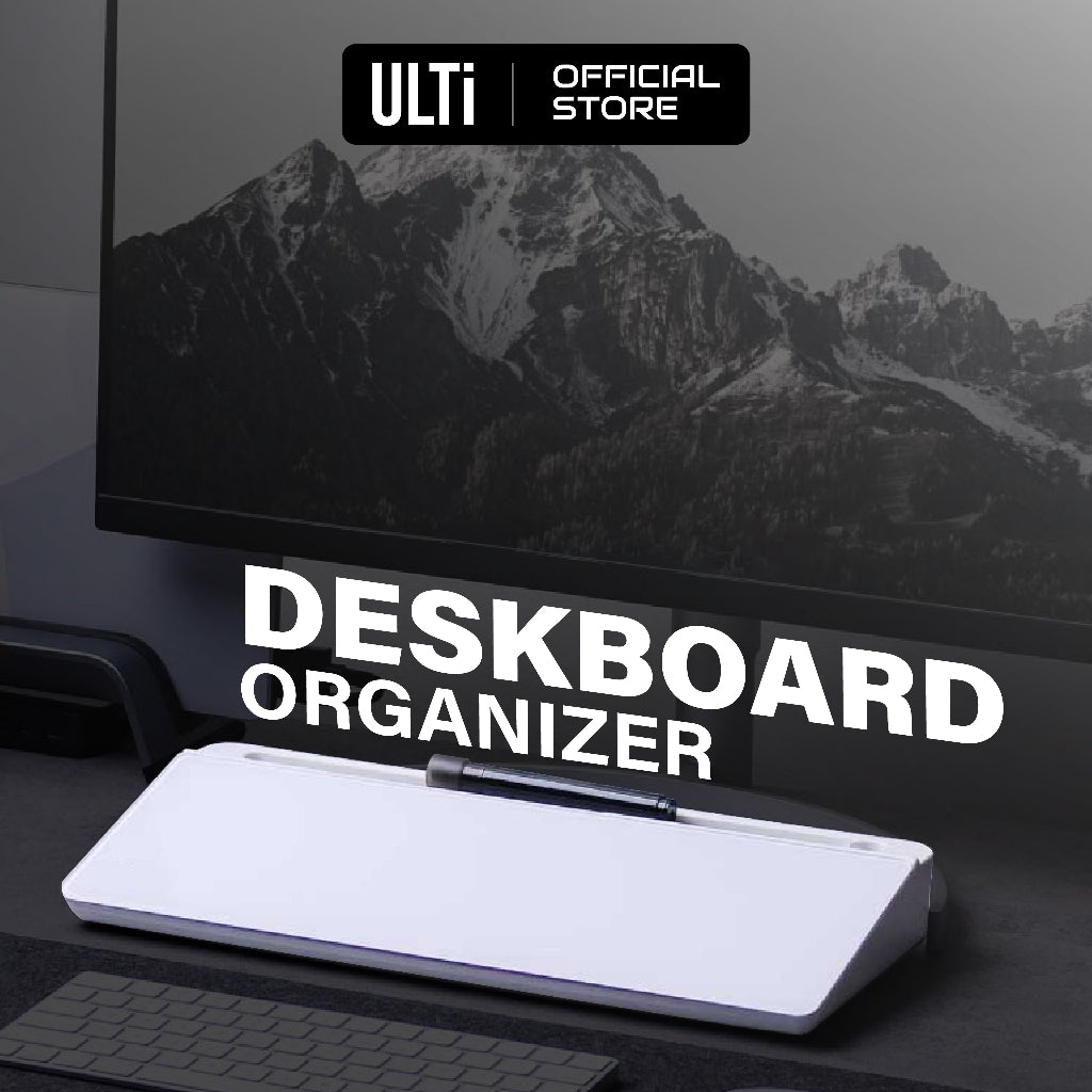 ULTi Deskboard Organizer - Desktop Whiteboard with Pen, Phone & Tablet Holder Stand & Hidden Storage Compartment