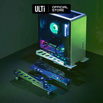 ULTi Heavy-duty CPU Rolling Stand for Gaming PC Tower Desktop ATX-Case, Steel Mount Holder, Lockable Caster Wheels