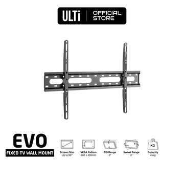 ULTi Evo Fixed TV Wall Mount - Universal Low Profile TV Mount Bracket for 40" - 80" Flat & Curved