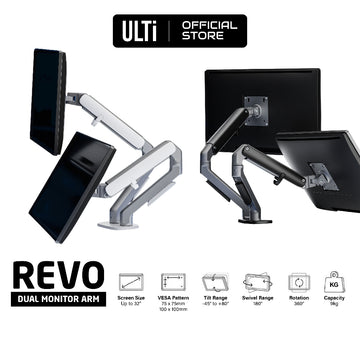 ULTi Revo Dual Monitor Arm | Fits most 32 inch Screens | VESA Compatible