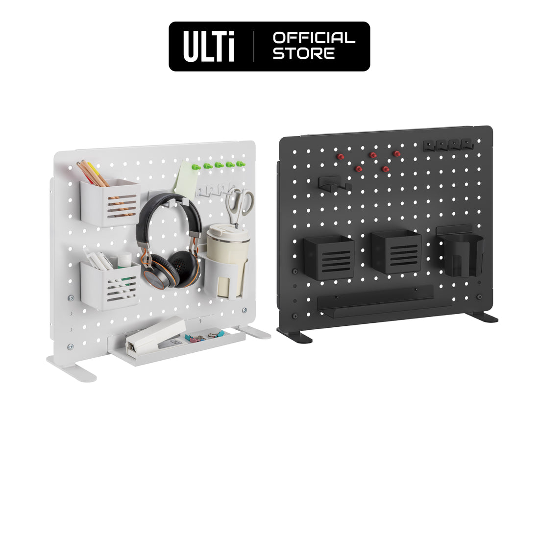 ULTi Magboard Desk Organizer, Free-Standing Pegboard | No Drill | Home & Office Decor | Modular