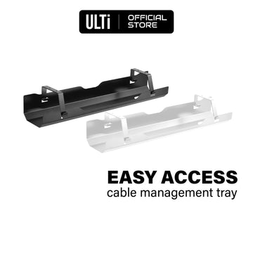 ULTi Easy Access Cable Management Tray, Under Desk Holder, Standing Desk Wire & Power Extension Socket & Cord Organiser
