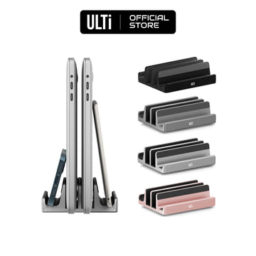 ULTi Vertical Laptop Stand, Solid Aluminium Base, Four Slots Design Holder for Laptop, Tablet, Phone, and More