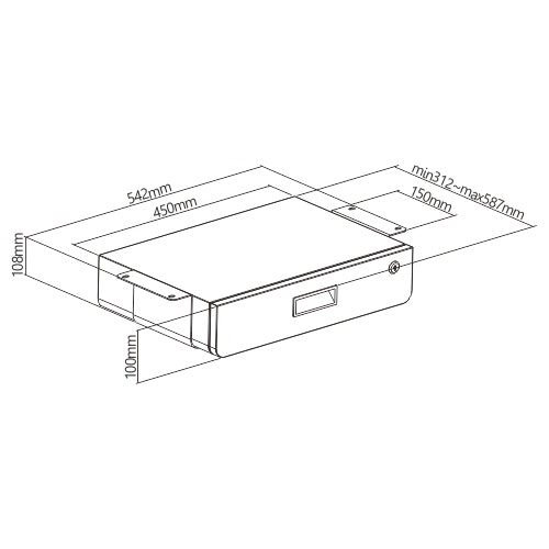 ULTi Lockable Storage Drawer for Standing Desk, Office & Study Table - Under Desk, Pull-Out Organizer with 2 Keys