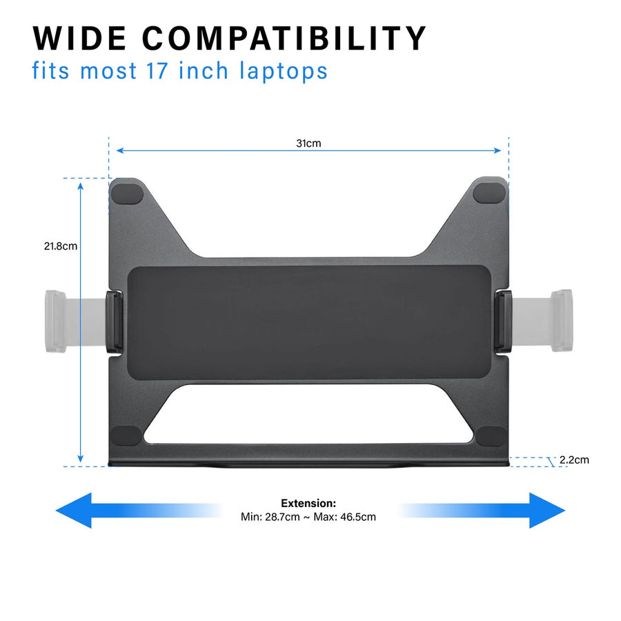 ULTi Laptop Holder, VESA Laptop Mount Tray, Aluminum Design, Fits 11-17 inch Notebook, Compatible w/ Monitor Mount & Arm