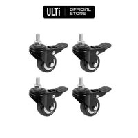 ULTi Heavy-duty Caster Wheels, M8 & M10 Size, Swivel, Lockable, Rubber Base, Brake, Made for Standing Desk & TV Stands