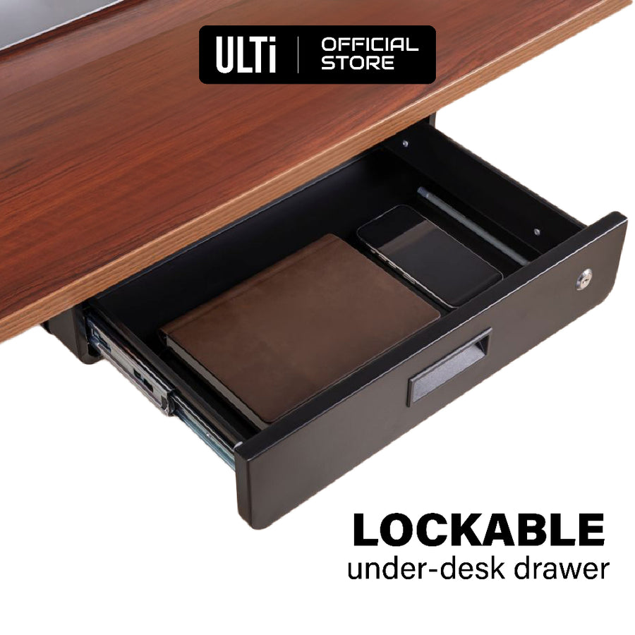 ULTi Lockable Storage Drawer for Standing Desk, Office & Study Table - Under Desk, Pull-Out Organizer with 2 Keys