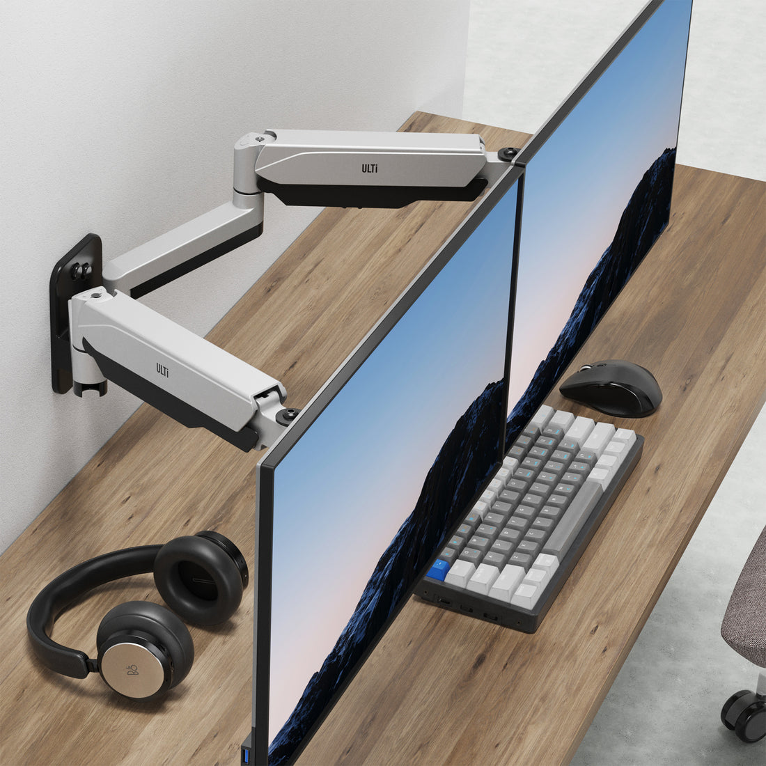 Stealth Dual Wall-Mounted Monitor Arm | T11