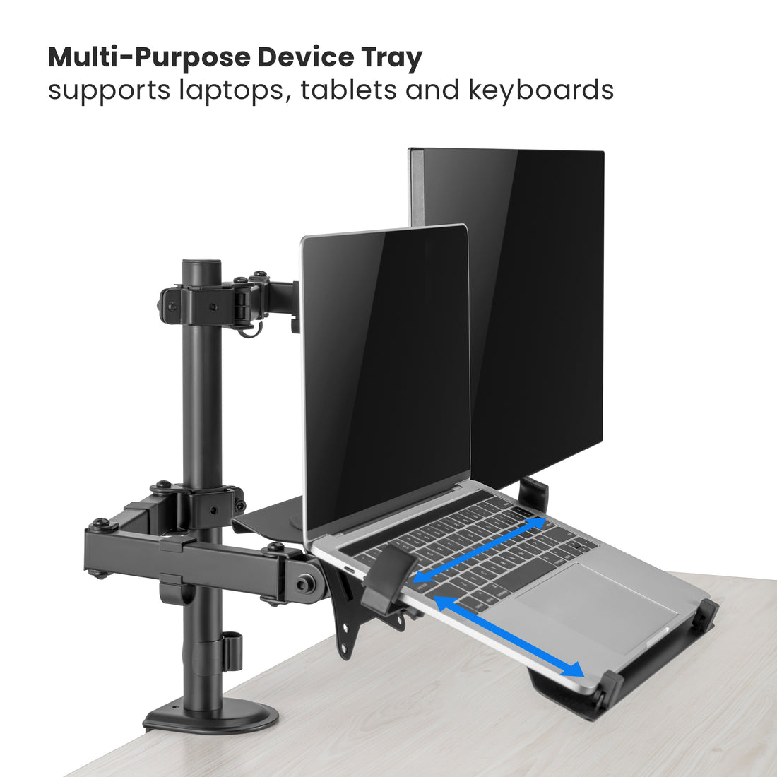 EVO Dual Monitor Arm with Laptop Tray | T01 – theultimatedesk
