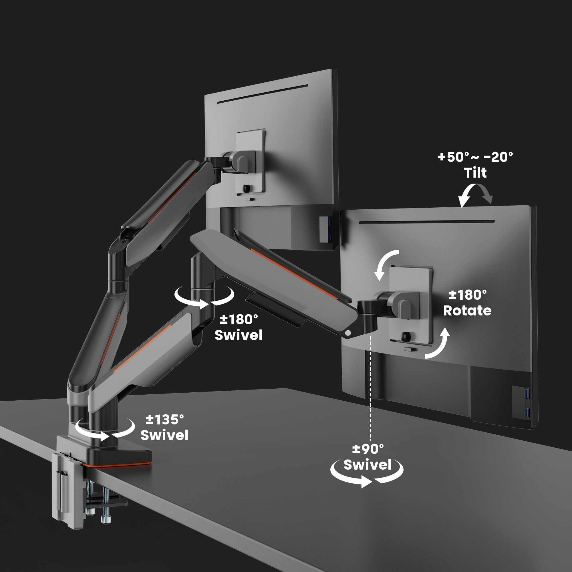 Magma Dual Monitor Arm | T39